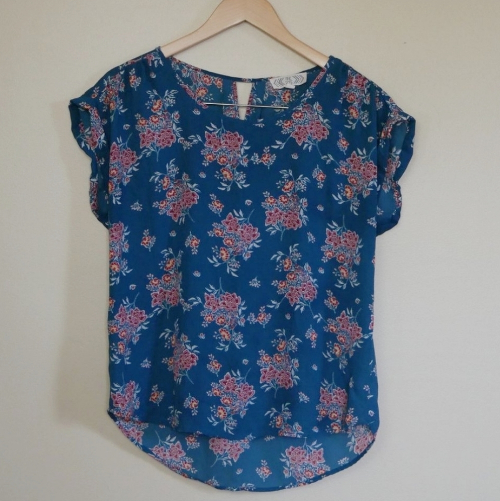 Pink Rose Floral Blouse Size L